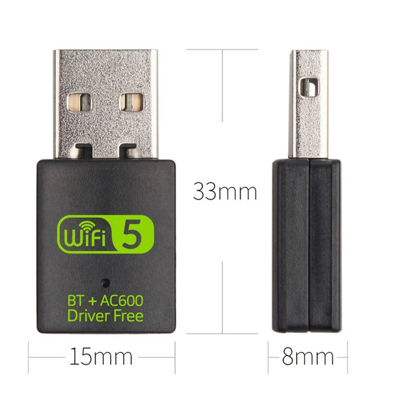 Adaptador bluetooth 600mbps usb wi-fi, banda dupla 2.4/5.8ghz receptor externo sem fio mini wi-fi dongle rtl8821cu para pc/laptop