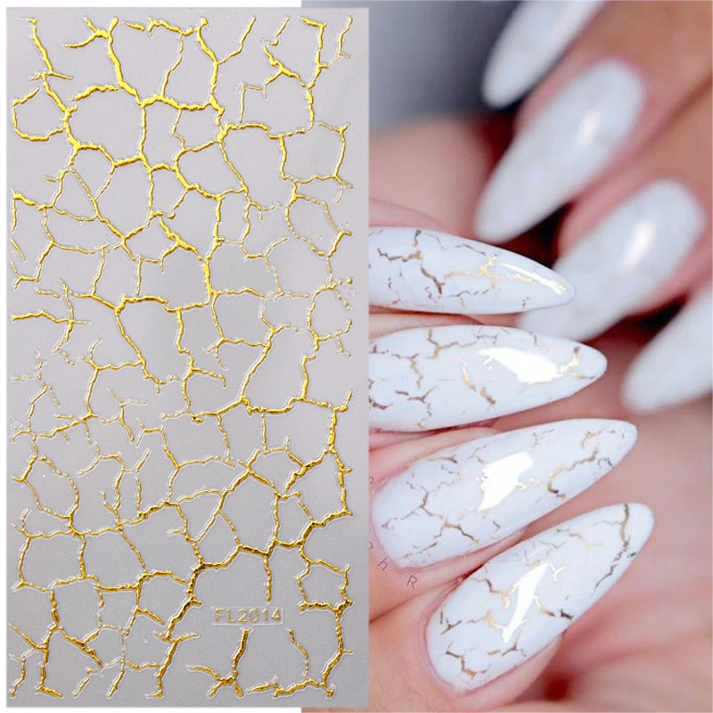 Gold Bronzing 3D Nail Art Sticker Foil Lace Geometric Net Line Tape Metalic Paste Design DIY Charms Nail Decals Manicures Decor