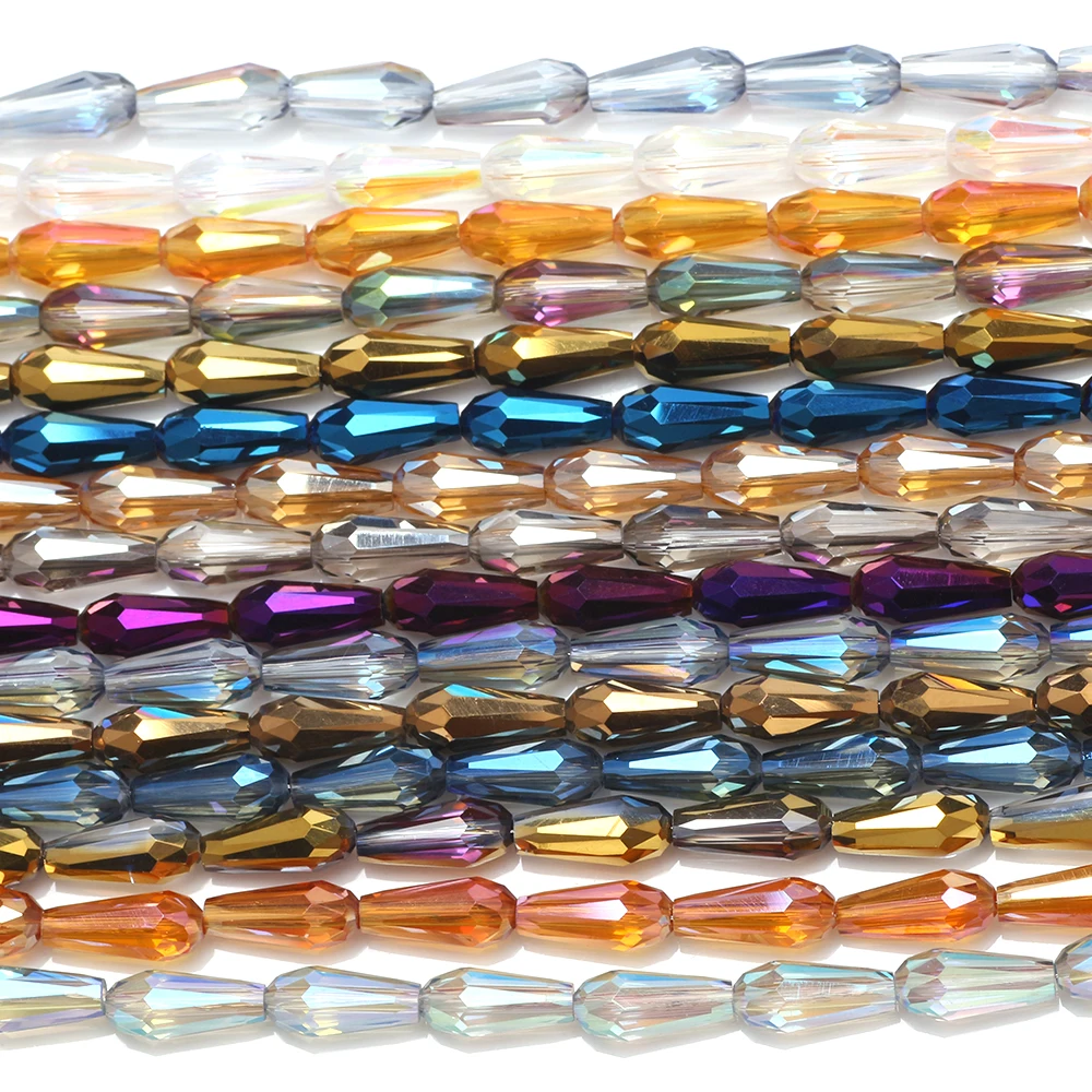 70pcs/lot Czech Glass Waterdrop Bead 3x7/4x10mm Faceted Loose Teardrop Beads Chinese Crystal Jewelry Accesories Making Wholesale