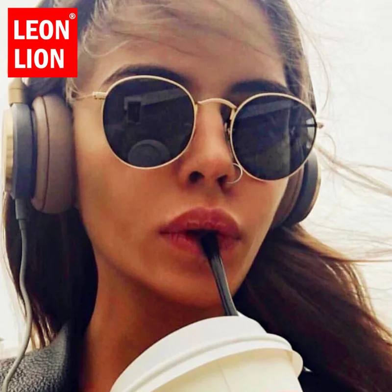 

LeonLion Retro Sunglasses Women Round Vintage Glasses for Men/Women Luxury Brand Eyeglasses Women Small Lunette Soleil Homme