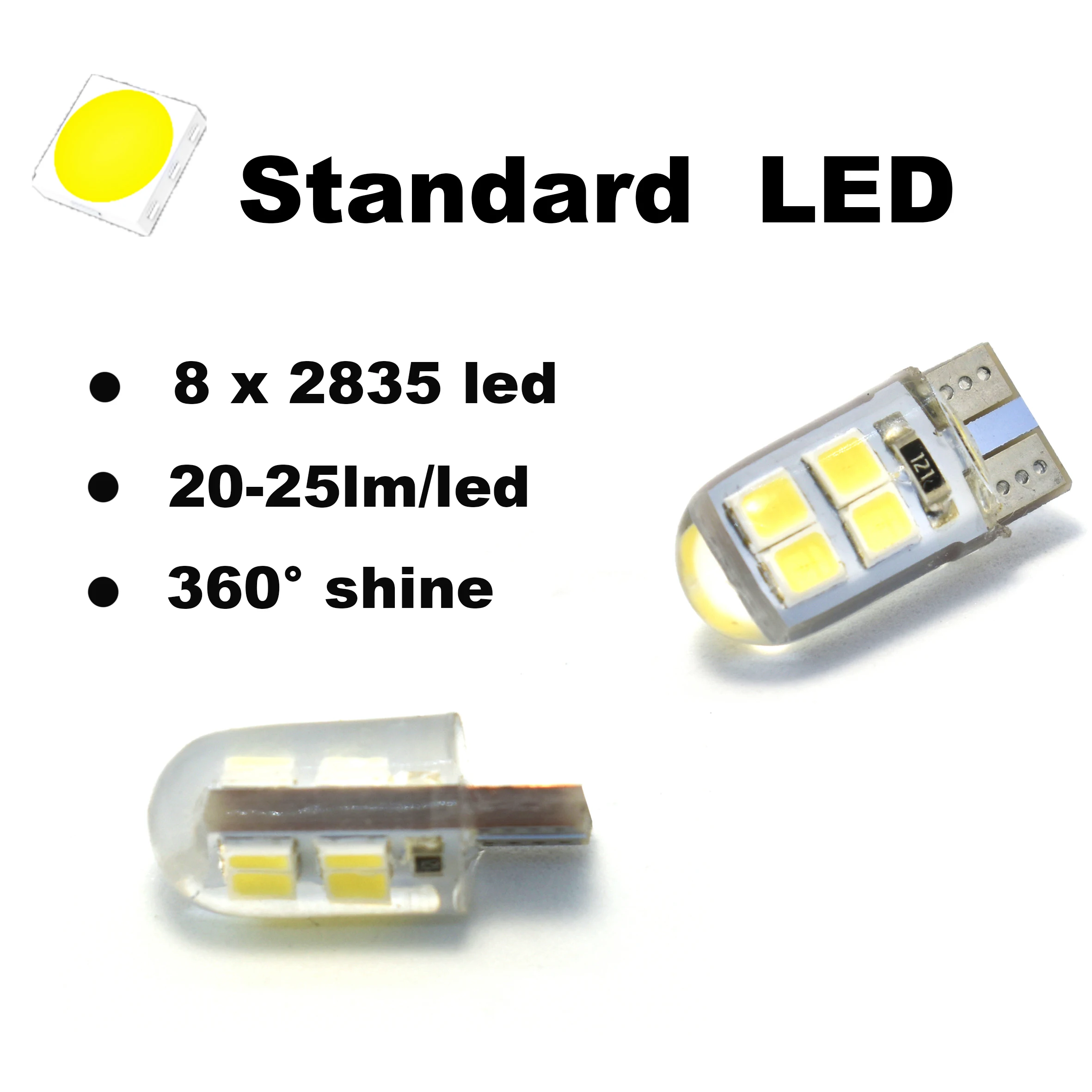 1x W5W LED T10 Car Interior Light silica SMD 194 168 High Bright Reading Door License Plate Wedge Lamp 12V White Yellow 6500K