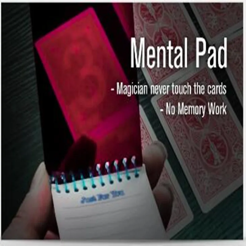 Mental Pad (Red Card Deck+Refills) Mentalism Magic Tricks Illusions Fun Close up Magic Prediction Chosen Card Gimmick Magician