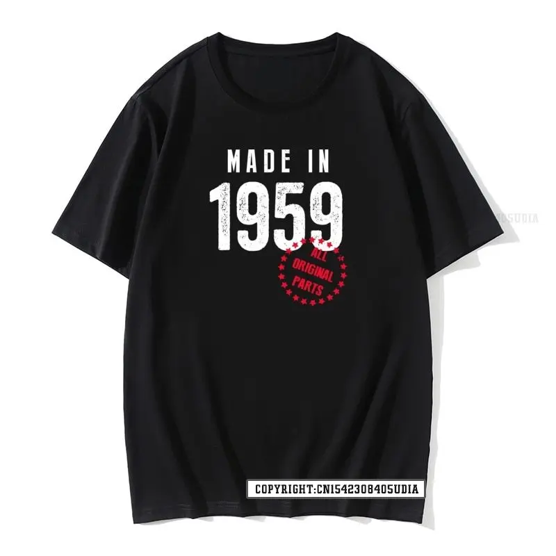 Made In 1959 All Parts Tshirt Funny 62th Birthday Retro Tshirts Male Vintage Grandpa Dad Designer Men Tshirts Family Tees Casual