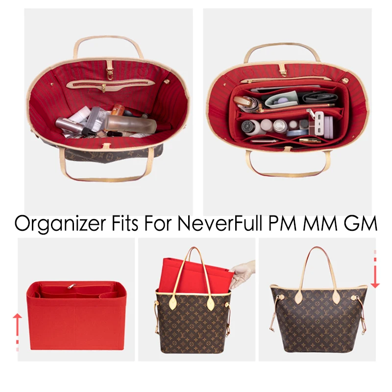 Organizer Fits For NeverFull PM MM GM Felt Cloth Insert Bag Makeup Handbag Organizer Travel Inner Purse Baby Cosmetic Mommy Bags