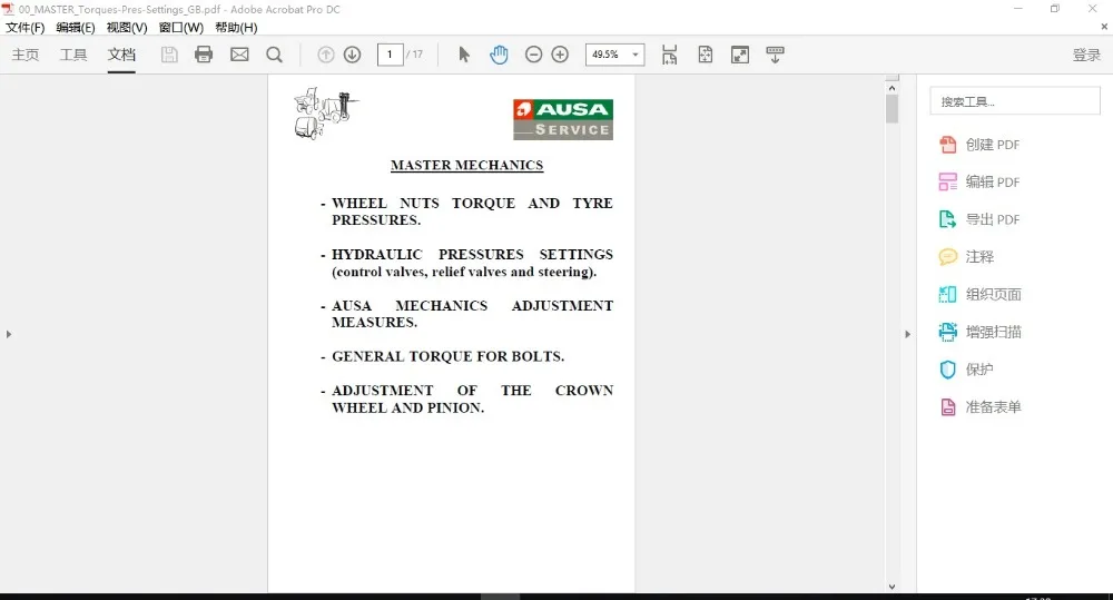 AUSA Spare Parts and Workshop Manuals 2018