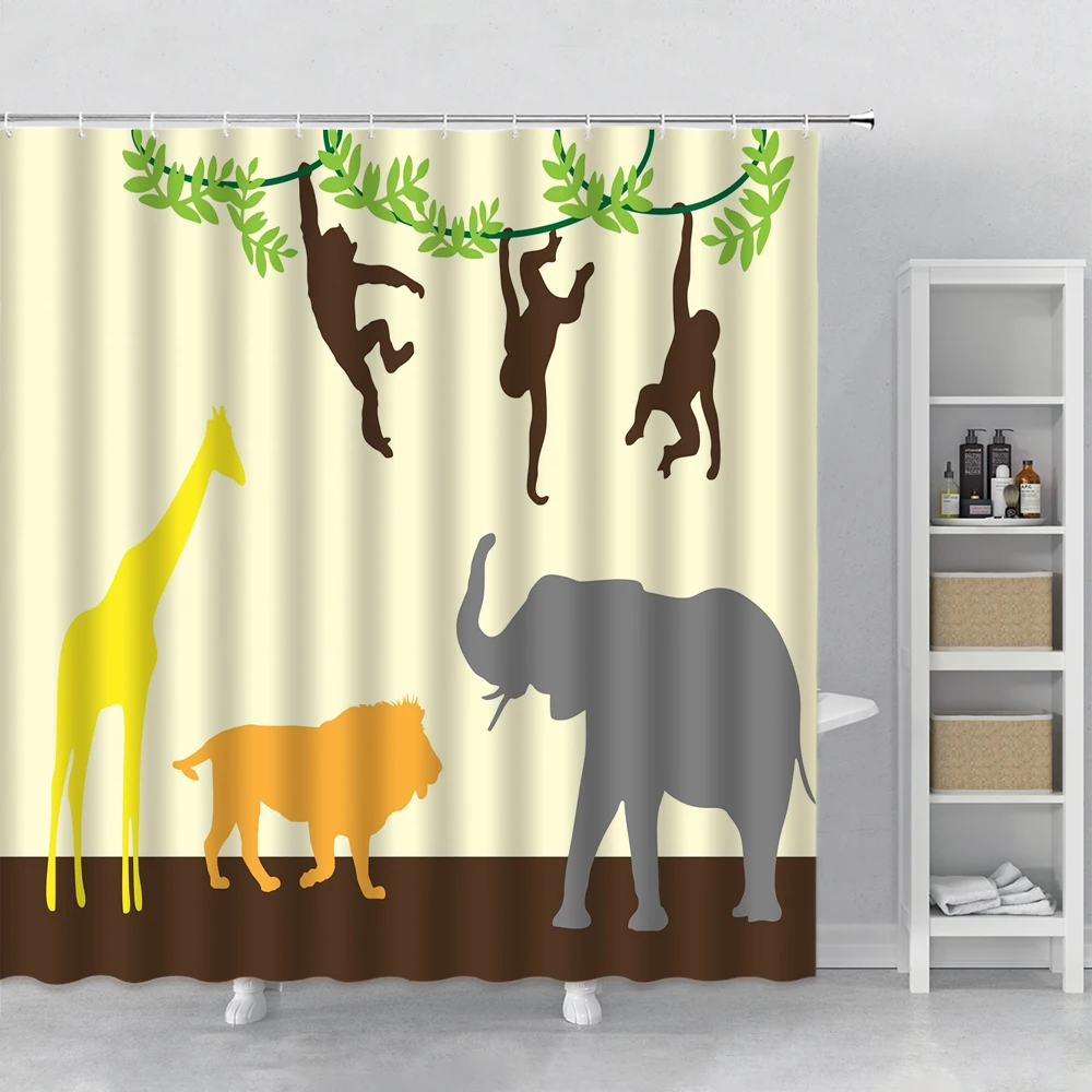 Crane Shower Curtain Asian Illustration Style Green Mountain Yellow Sunlight Printed Bathroom Curtain Hooks Curtains For Kitchen