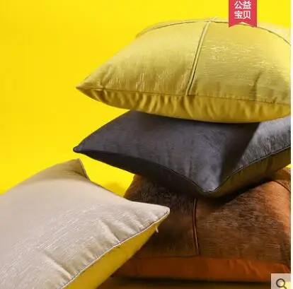 Modern light luxury pillowcase Lemon yellow simple piping four grid stitching cushion cover Hotel model room pillowcase