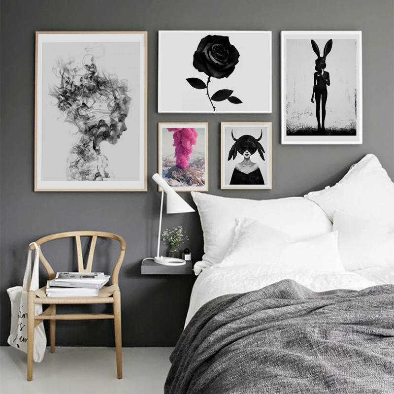 

Nordic Cuadros Posters And Prints Black White Wall Art Canvas Painting Girl Picture For Living Room Scandinavian Home Decor