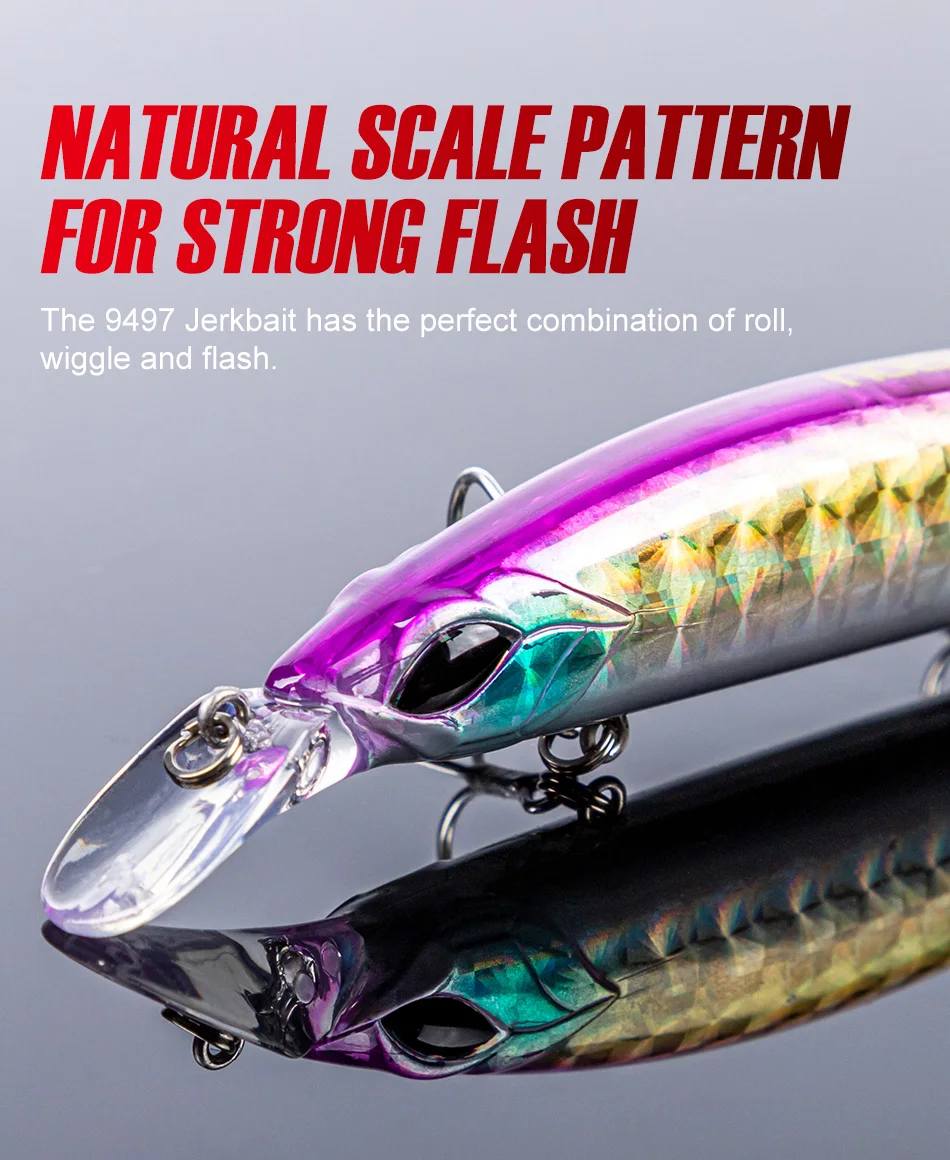 NOEBY Minnow-Angelköder, 110 mm, 19 g, langer Wurf, schwimmende Jerkbait-Wobbler, künstlicher harter Köder, Bass, Hecht, Shore-Angelköder – Detail 7