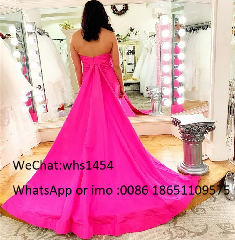 Mbcullyd Fuchsia Satin Nàng Tiên Cá Promise 2020 Form Dài Người Yêu ĐầM Dạ HộI Càn Quét Tàu Giá Rẻ Áo Dây De Soiree