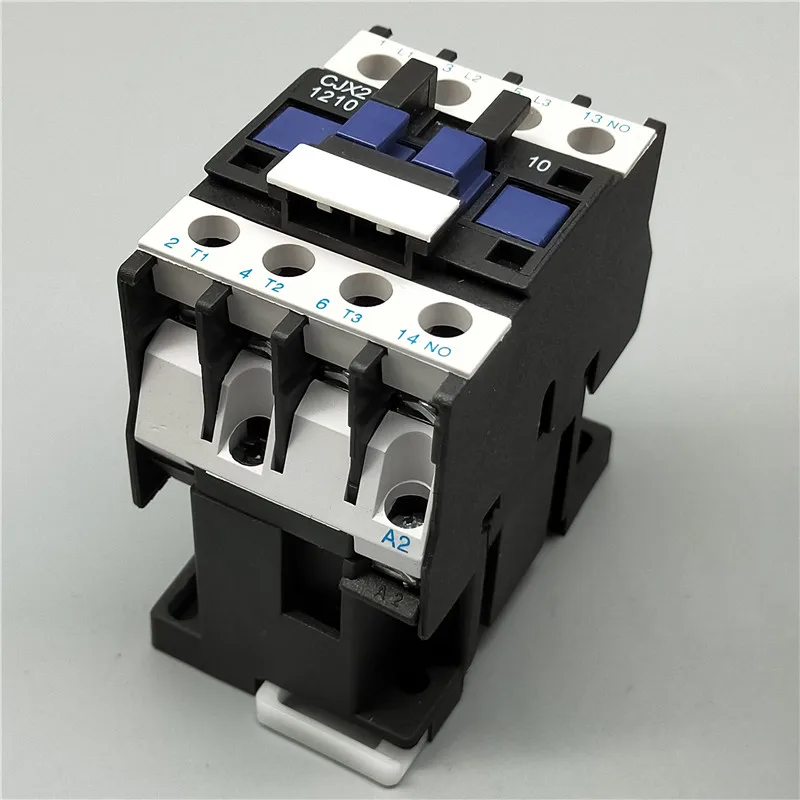 3 Phase Motor Magnetic Contactor Relay 12A 3P 3 Pole 1NO AC 24V 110V 220 Volts 380V Coil CJX2-1210 35mm Din Rail Mounting