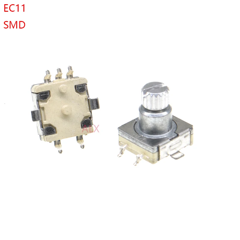 5PCS SMD SMT EC11 Rotary Encoder 30 position switch 30 bit 9MM handle Potentiometer 5pin push button Coding switch