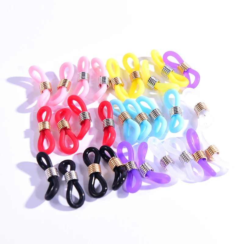 500Pcs/lot Colorful Rubber Hooks Eyeglasses Glasses Chain Holder Retainer Ends Sunglasses Strap Loop Connector Hardware