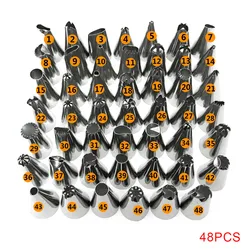 Cake Decorating 48Pcs/set High Quality Stainless steel Icing Piping Nozzles Pastry Tips Set Cake Baking Tools Accessories