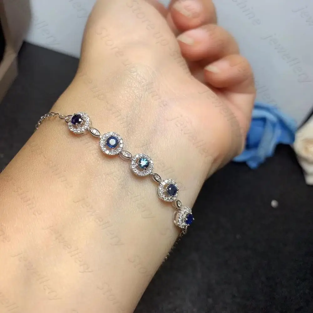 

Hot sale style 925 silver women's bracelet natural sapphire, natural ruby, natural tsavorite, luxurious and shiny