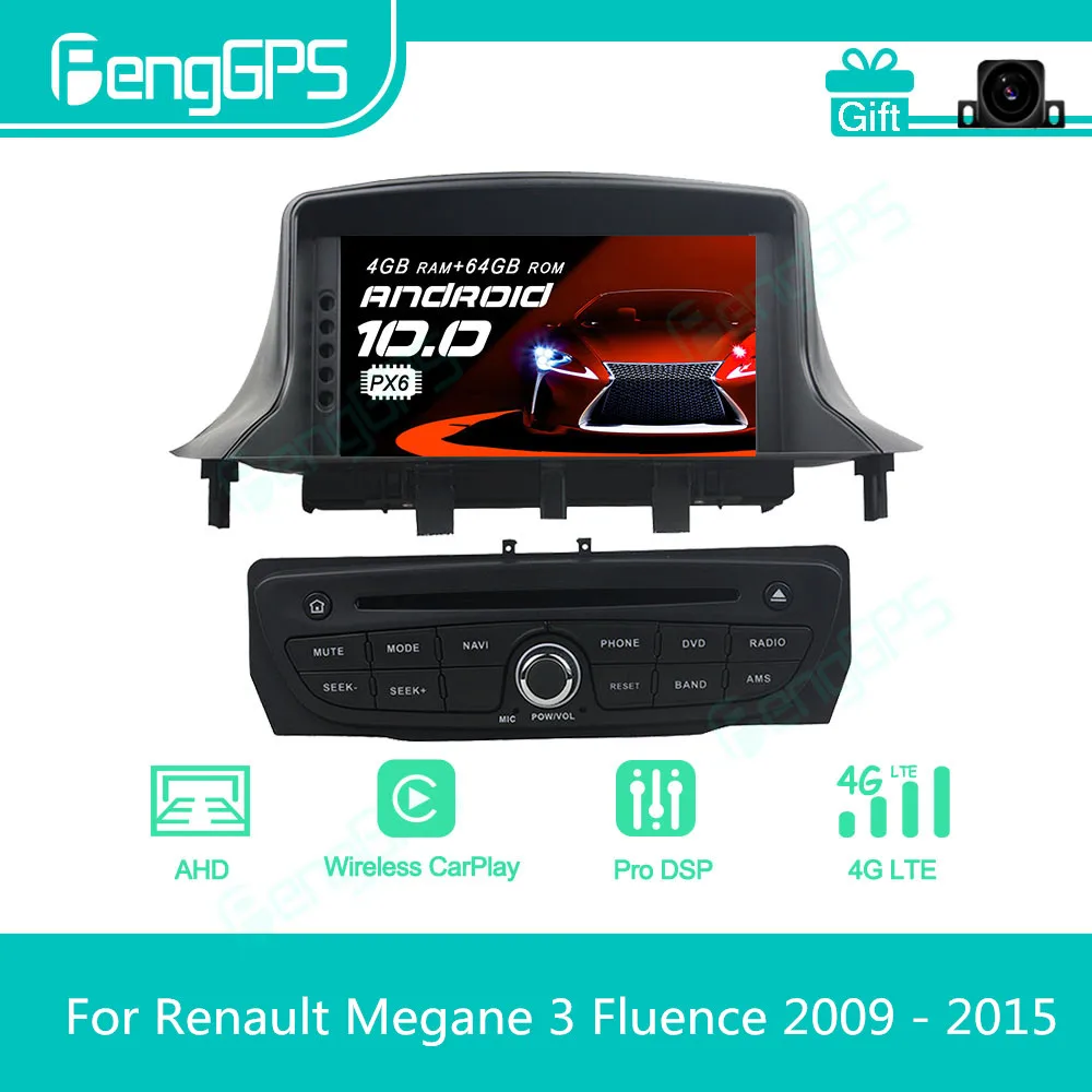 For Renault Megane 3 Fluence 2009 - 2015 Android Car Radio Stereo Multimedia DVD Player 2 Din Autoradio GPS Navigation PX6 Unit