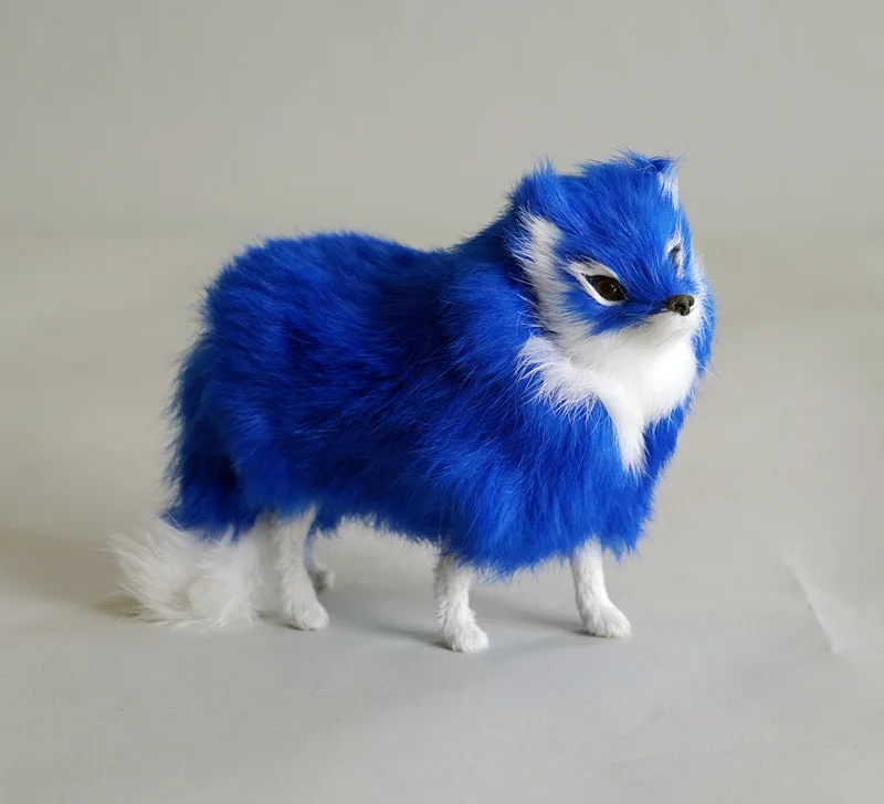 cute real life fox model plastic&furs simulation blue fox gift about 16x12cm xf2797