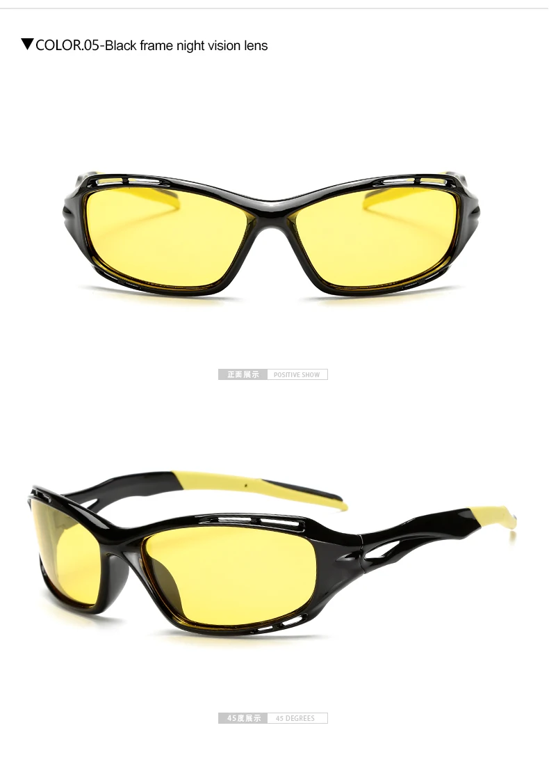 HOOLDW High Quality Yellow Lens Night Vision Glasses Men Polarized Sunglasses UV400 Driving Anti-glare Goggles Eyewear Oculos