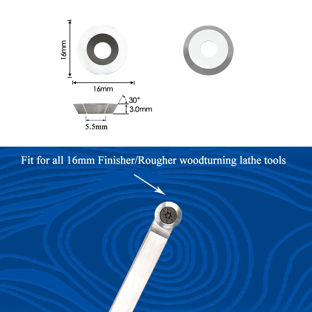 Ci0 16Mm รอบคาร์ไบด์แทรก Cutters มีดใบมีด5Pcs เหมาะสำหรับ DIY เครื่องกลึงไม้ Finisher Hollower เครื่องมือ