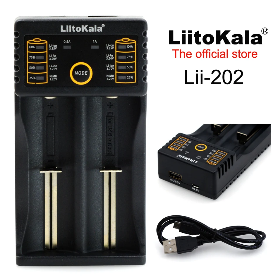 Liitokala Lii-S2 Lii-202 Lii-402 Lii-S4 3,7 V 3,2 V 3,85 V 1,2 V AA/AAA 26650 14500 16340 25500 18650 Inteligentna ładowarka do baterii litowej