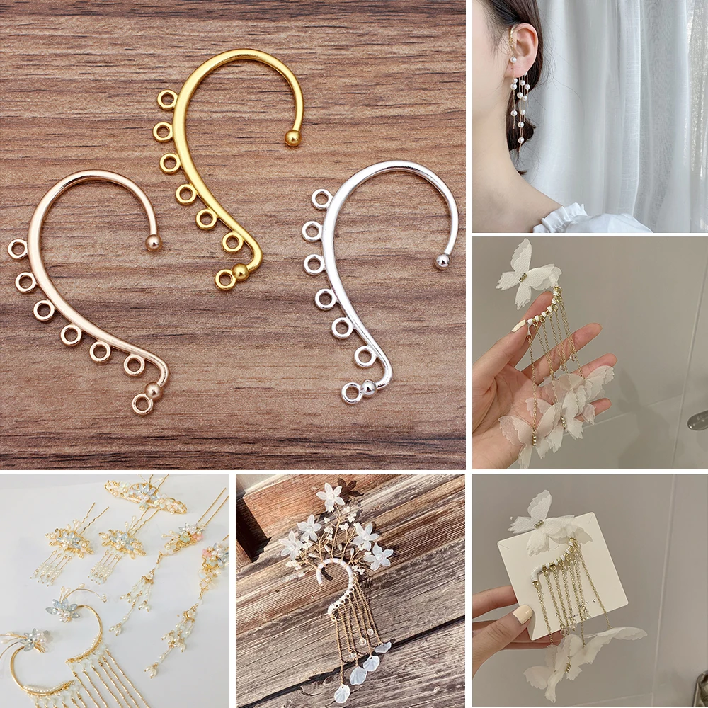 10pcs Earrings DIY Hair Jewelry Making Gold Color Wedding Accessories Copper Metal Bridal Hair Combs Findings Component 60x36mm