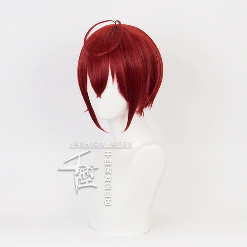 Anime twisted wonderland enigma rosehearts peruca curta cosplay traje resistente ao calor do cabelo sintético vermelho rainha perucas masculinas