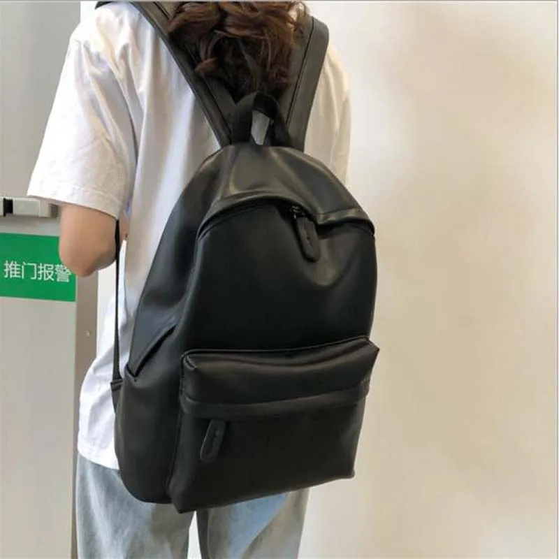 Preppy Style Men Women High Quality Soft Leather School Bag Luxury Designer Solid Double Zipper Shoulder Bags Travel Backpack