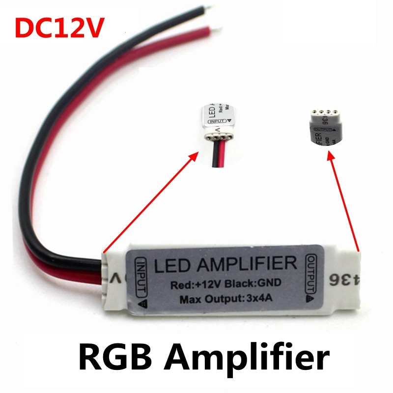 DC12V 3*4A 144W Mini Portable RGB LED Strip Amplifier Repeater For LED Strip RGB SMD 5050/2835/3528/5730/5630/3014