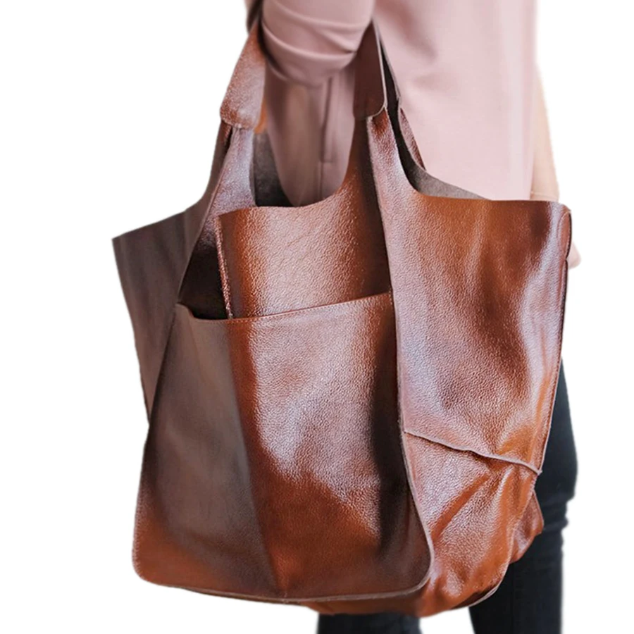 Casual Weiche Große Kapazität Tote Frauen Handtaschen Designer Im Alter Von Metall Look Luxus Pu Leder Schulter Tasche Retro Große Shopper Geldbörsen