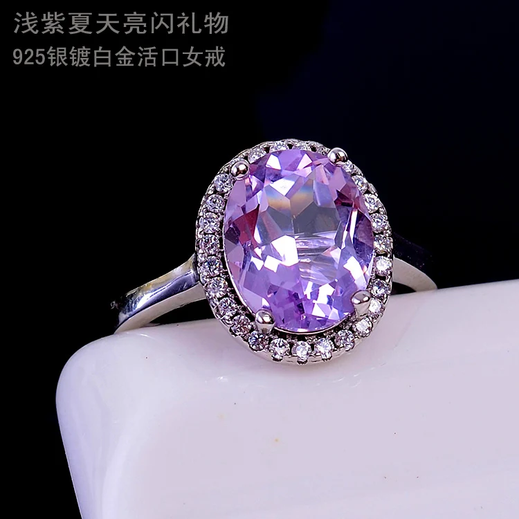 

8mm*10mm Natural VVS Grade Amethyst Ring for Daily Wear 925 Silver Amethyst Jewelry Fashion Silver Gemstone Ring