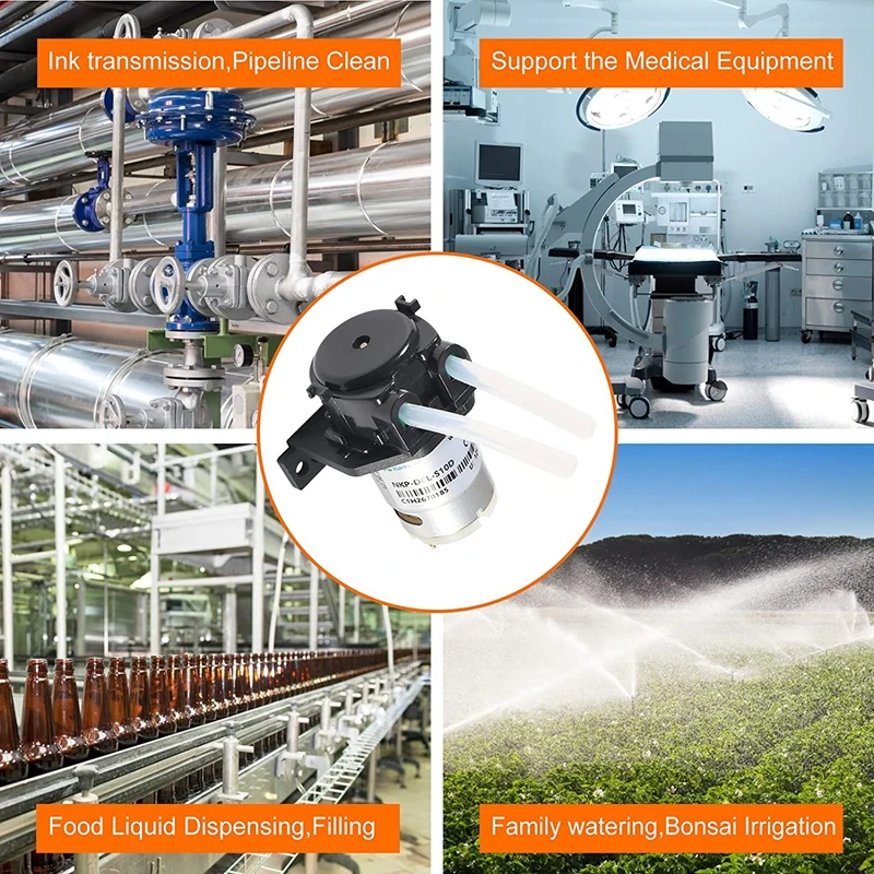 12V DC Dosing Pump Peristaltic Dosing Head with Connector for Arduino Aquarium Lab Analytic DIY