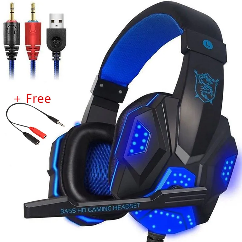 2.2M Wired Gaming Headset PC Music Stereo Earphones Headphones with Mic LED Light for PS4 computer Gamer headphone