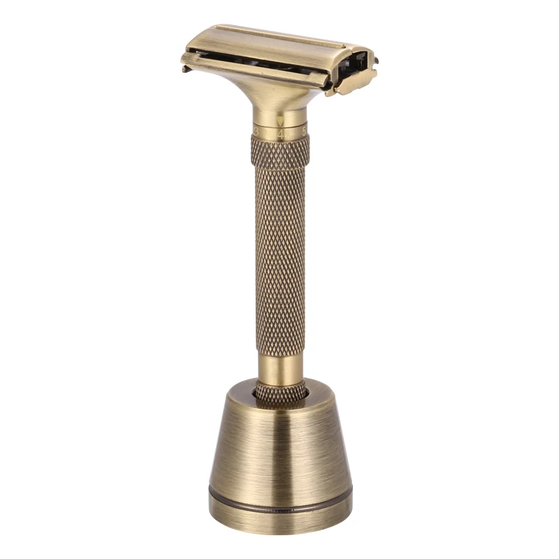 New 7 Gears Adjustable Safety Razors Manual Shaver Metal Brass Men Wet Shaving Classic Double Edge