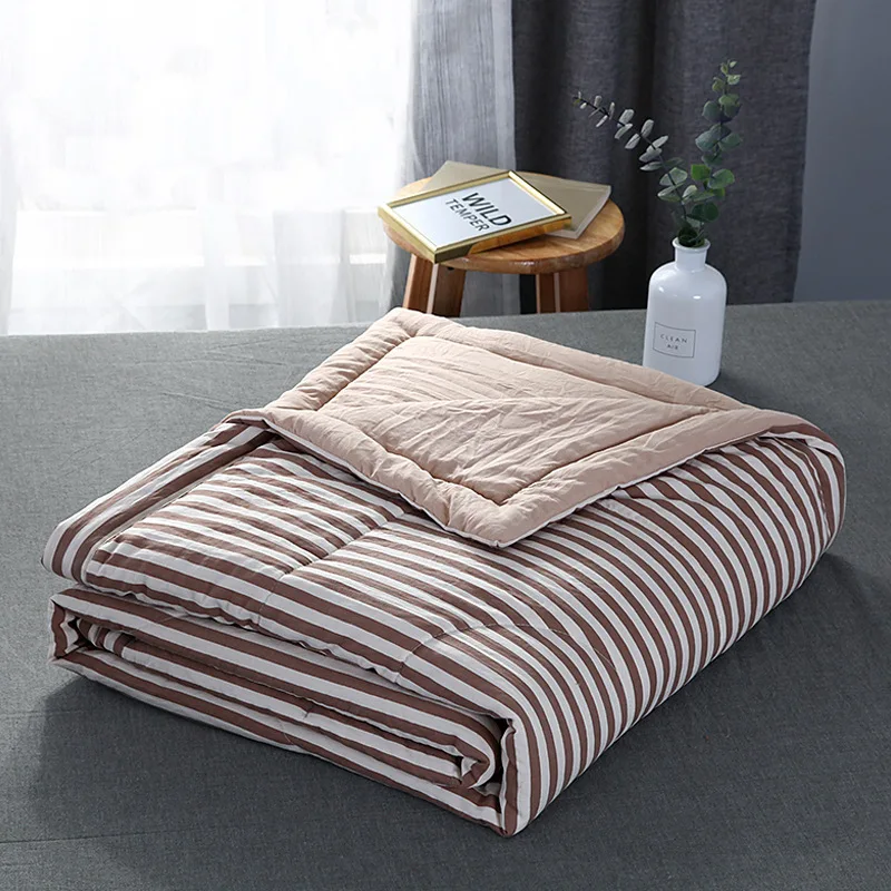 Summer Stripe Air Conditioning Quilt King Queen Double Size Nap Duvet Soft Good Hand Feeling Summer Quilt