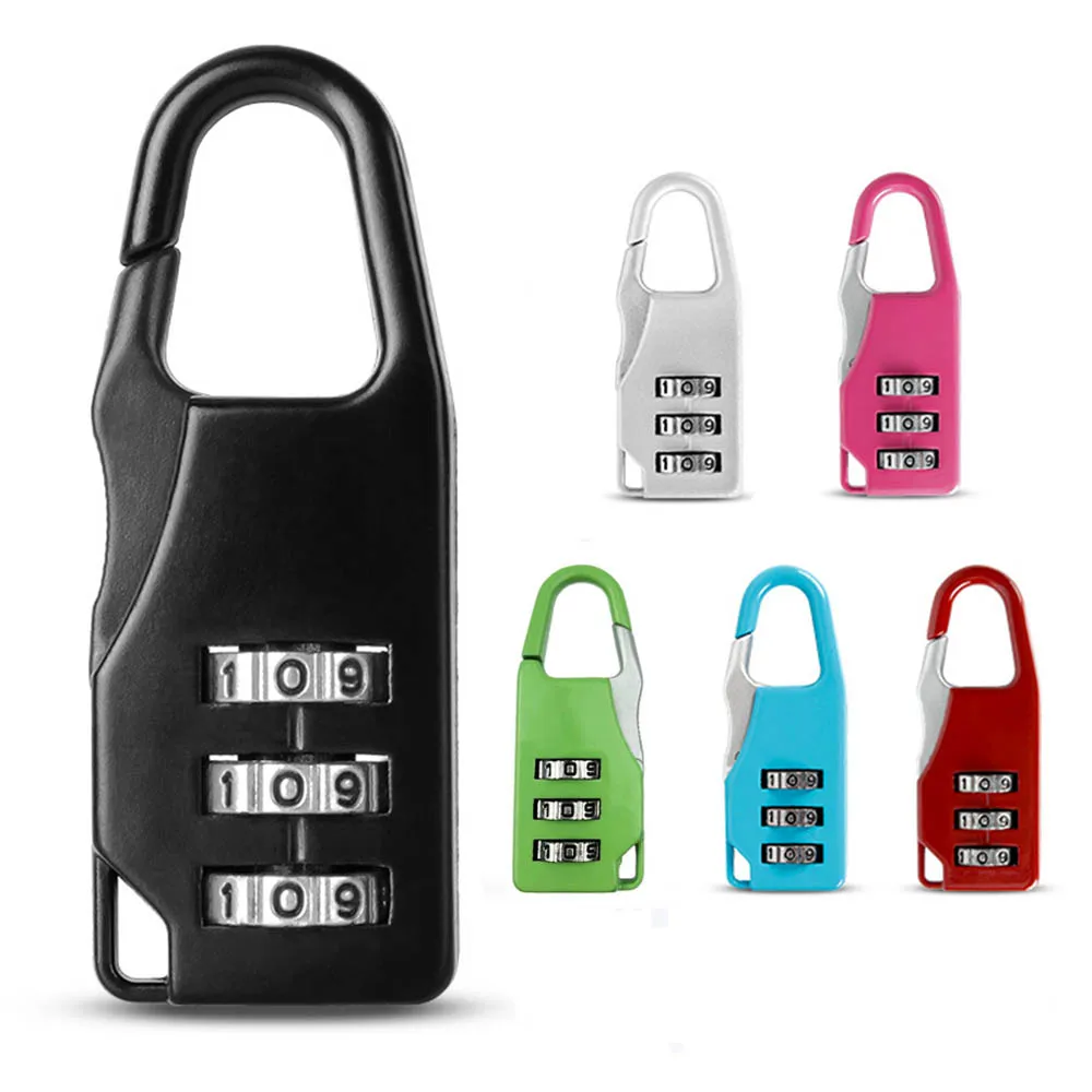 Mini 3 Combination Lock Candado Dial Digits Code Number Password Padlock Safety Travel Security Lock Luggage Lock Padlock Gym