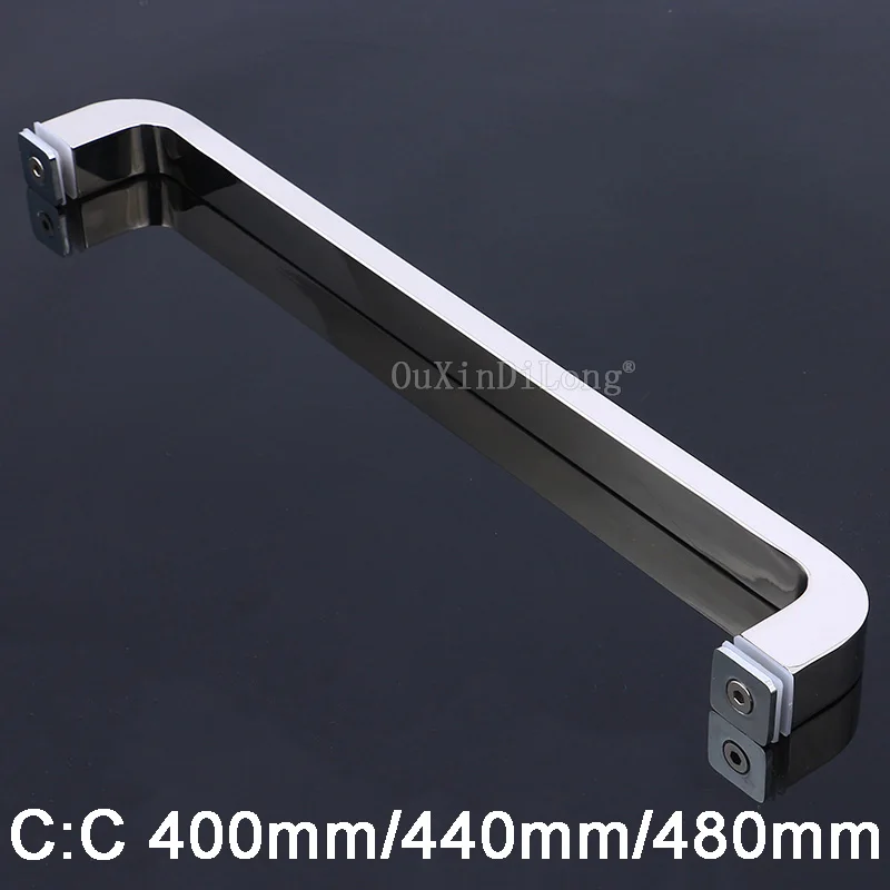 

1PCS Chrome 304 Stainless Steel Bathroom Door Handle Shower Glass Door Handles Hardware Hole Distance 400/440/480MM GF99