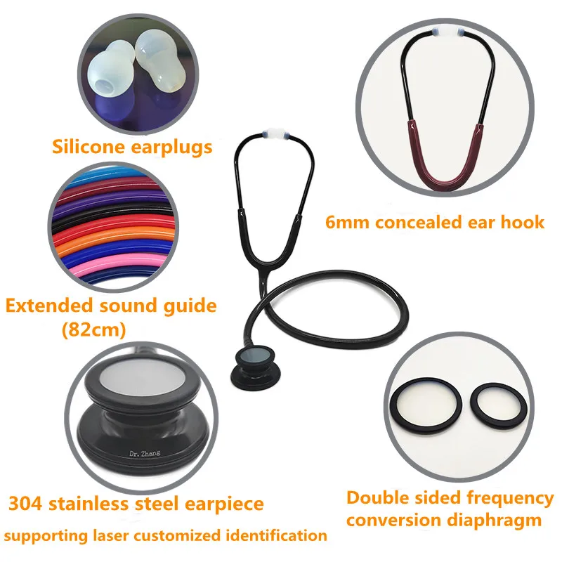 Hmyl Medical Estetoscopio Stainless Seel Frequency Conversion Double-Sided Stethoscope Sor CardiologistsFor Children And Adults