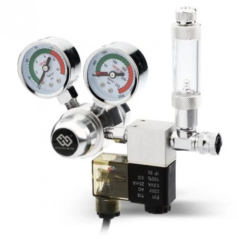 

Aquarium Co2 Regulator with Check Valve Bubble Counter Magnetic Solenoid Valve Aquarium Carbon Dioxide Pressure Reducing Valve