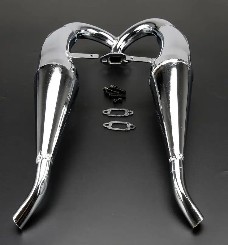 Chrome Steel High Performance Twin Tuned Baja Side Mount Pipe for 1/5 Scale HPI Rovan Baja 5B 5T SS