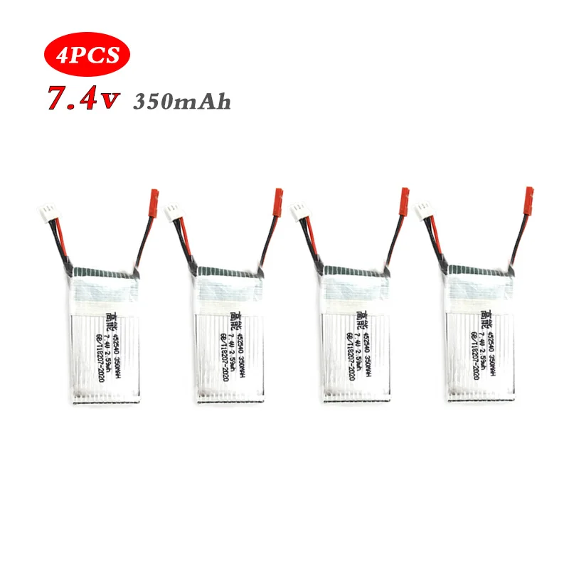 4PCS Lipo Battery 7.4v 350mAh for KINGKONG 90GT X401H MJX X402 RC Drone Quadrocopter Rechargeable Lipo 2s Battery Accessories