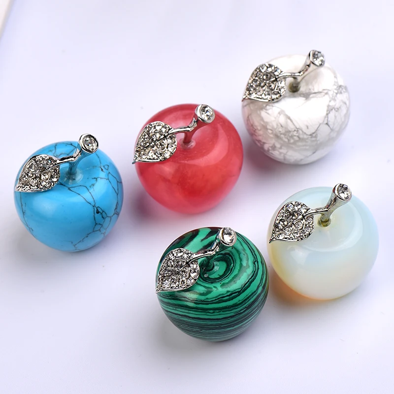 1PC Natural crystal Colourful Apple Paperweight Beautiful Crystal Crafts Gifts and Art Collection Gifts Wedding Home Decoration