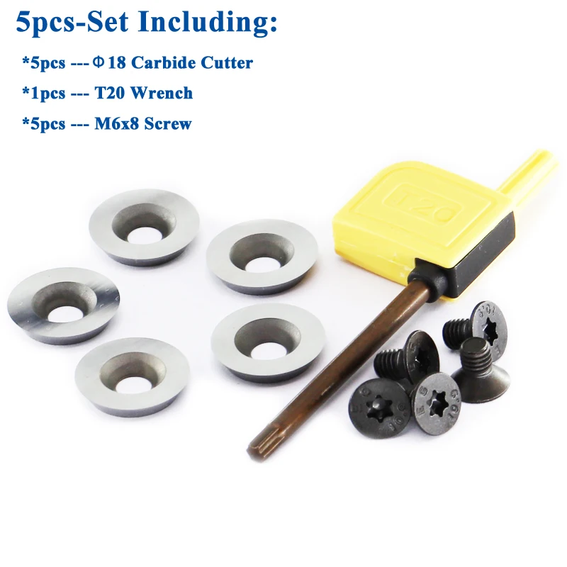 18Mm รอบคาร์ไบด์แทรก Cutters มีดเปลี่ยนเหมาะสำหรับ DIY เครื่องกลึงไม้ Finisher Hollower เครื่องมือ1Pcs