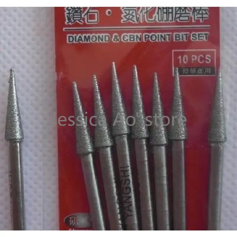 16pcs 1.5-10mm utensili abrasivi a forma di cono appuntito diamante e CBN testa di macinazione per mulino elettrico giada intaglio strumenti affilati