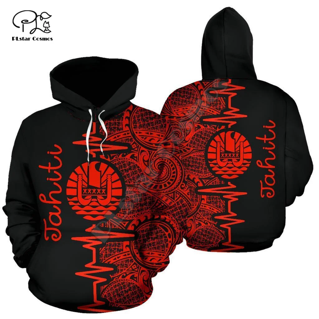 NewBrand French Polynesia Tahiti Country Flag Tribal Culture Retro Tattoo Customize Tracksuit Men/Women 3DPrint Funny Hoodies V9