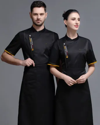 Summer chef costume cook jacket male chef's white shirt Restaurant Uniform Barber Shop Workwear Overalls