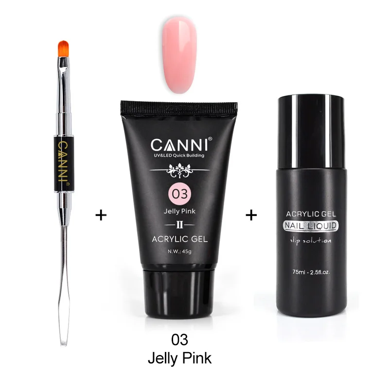 CANNI Acrylic Crystal Nail Gel Poly Nails UV Gel Slip Solution Kit Extension Gel French Nail Soft Pink Extend Cover Camouflage gallery 1