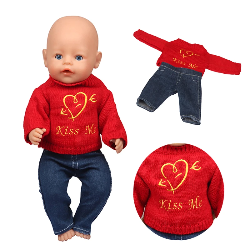 

43 Cm Doll Outfit Sweater for Baby Born Dolls 18 Inch Doll Winter Warm Clothes Suit Reborn Doll Costume Birthday Christmas Gift