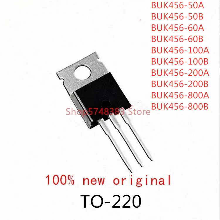 10 unidades, BUK456-50A, BUK456-50B, BUK456-60A, BUK456-60B, BUK456-100A, BUK456-100B, BUK456-200A, TO-220