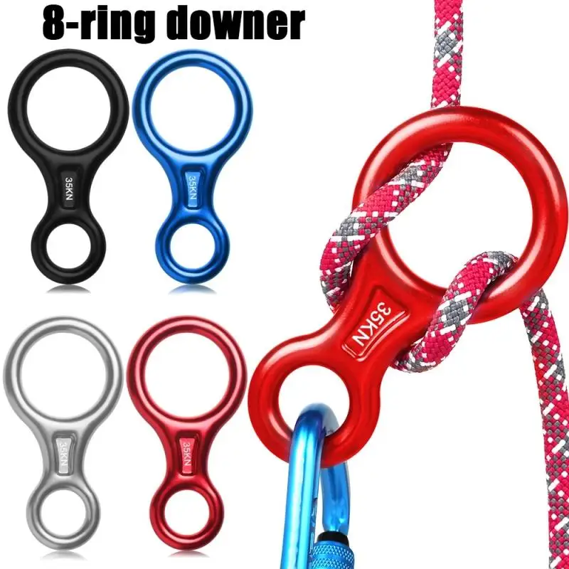 

Rock Climbing 8-Shape Eight Ring Abseiling Device 35KN Descender Belay Rappelling Carabiner Downhill Rappelling Gear Molle