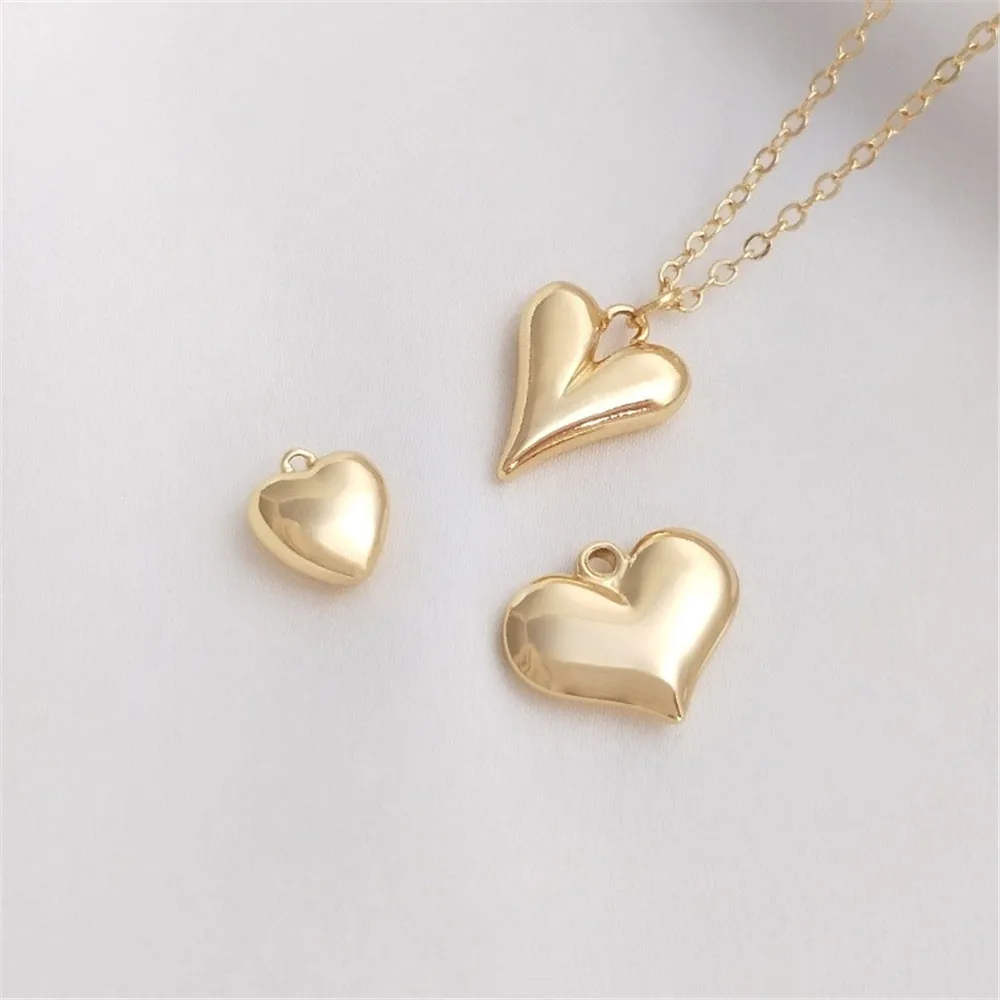 Colgante de corazón chapado en oro de 14 quilates, colgante pequeño de amor, pulsera hecha a mano, collar, cadena de clavícula, nuevo